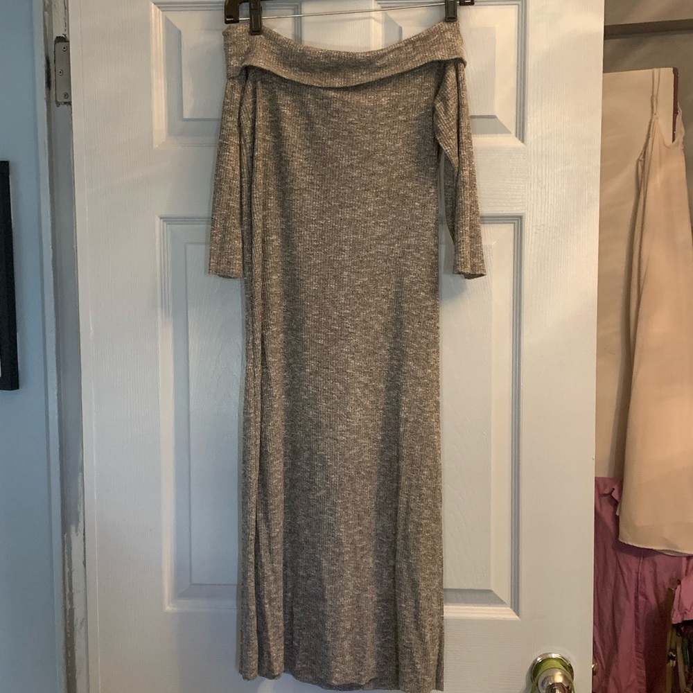MNG off the shoulder ribbed dress